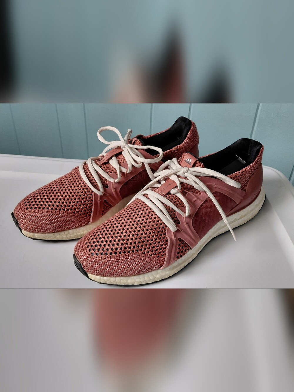 Adidas Stella McCartney Pink Knit Running Sneakers with White Laces